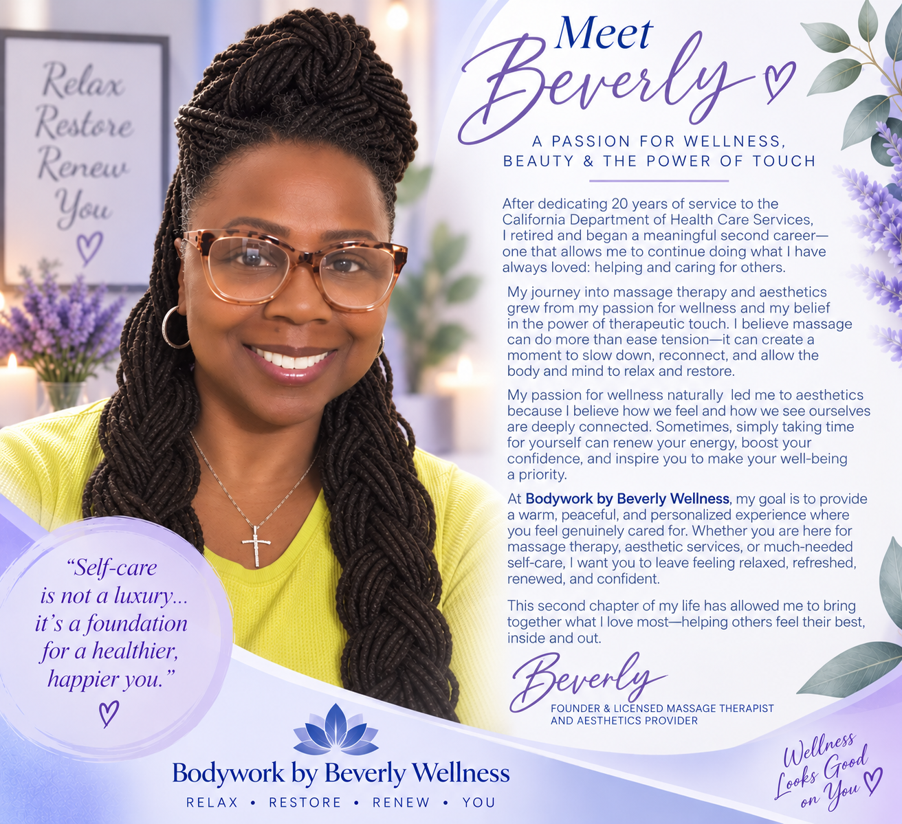 Meet Beverly — founder of Bodywork by Beverly Wellness, with her story about a passion for wellness, beauty and the power of touch